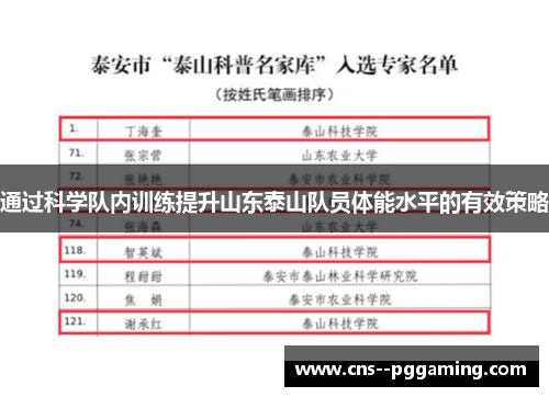通过科学队内训练提升山东泰山队员体能水平的有效策略